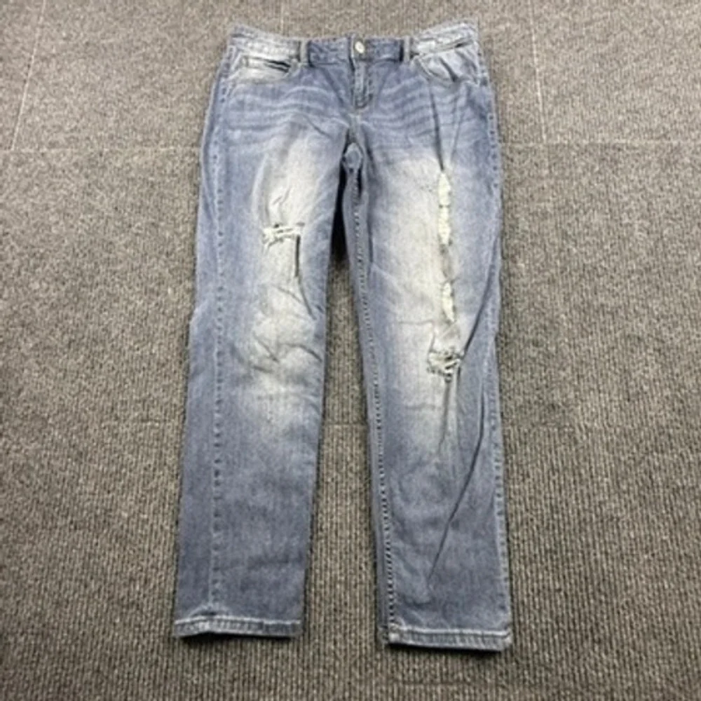 The Limited Slim Boyfriend Jeans Womens Size 10  Medium Wash‎ Distressed Denim